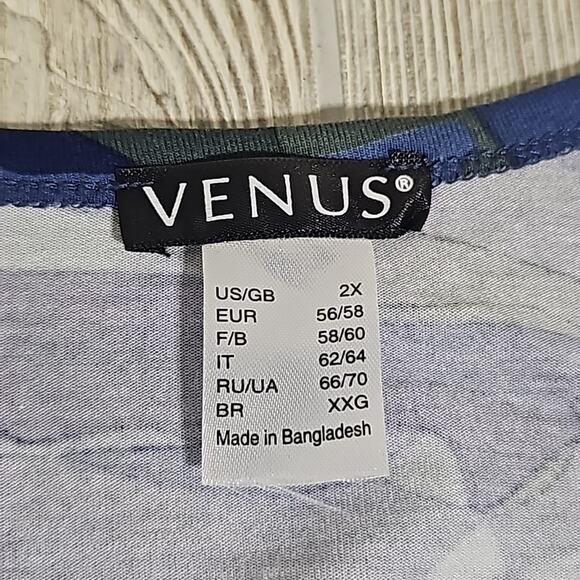 Venus Blue Multi Ruched Tank Dress Blue Multi Camo Womens Plus Size 2X NEW - Picture 8 of 11